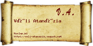 Váli Atanázia névjegykártya